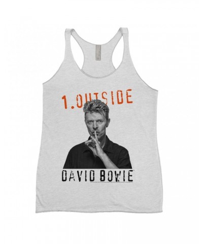 David Bowie Ladies' Tank Top | Bowie Black And White Photo With Stars Shirt $14.19 Shirts