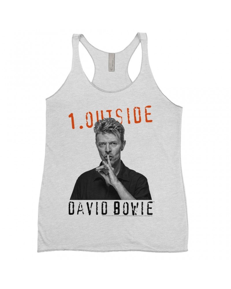 David Bowie Ladies' Tank Top | Bowie Black And White Photo With Stars Shirt $14.19 Shirts