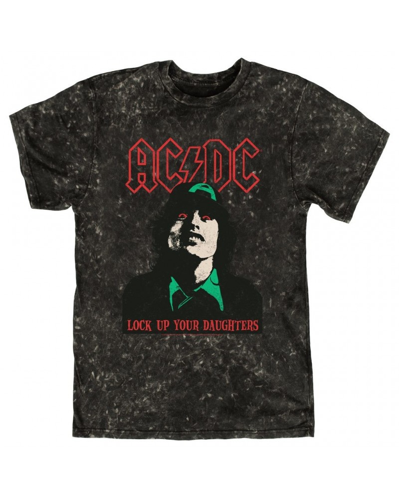 AC/DC T-shirt | Lock Up Your Daughters Seeing Red Distressed Mineral Wash Shirt $9.28 Shirts