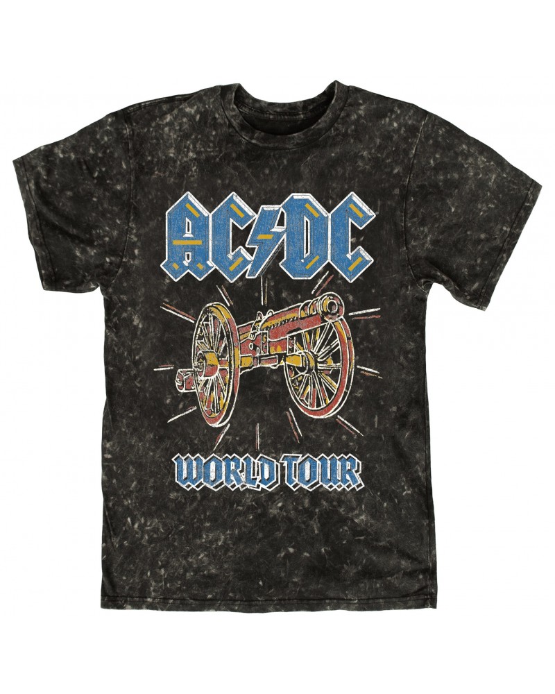 AC/DC T-shirt | World Tour For Those About To Rock Cannon Image Mineral Wash Shirt $12.28 Shirts