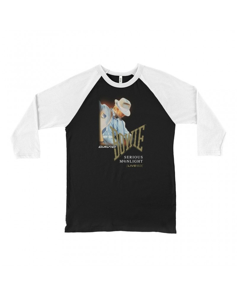 David Bowie 3/4 Sleeve Baseball Tee | 1983 Serious Moonlight Tour Image Design Shirt $8.99 Shirts