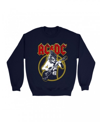 AC/DC Sweatshirt | Angus Red Yellow Design Sweatshirt $12.93 Sweatshirts