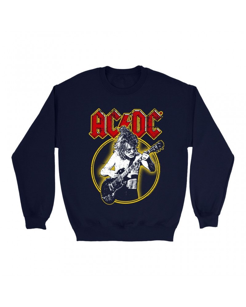 AC/DC Sweatshirt | Angus Red Yellow Design Sweatshirt $12.93 Sweatshirts