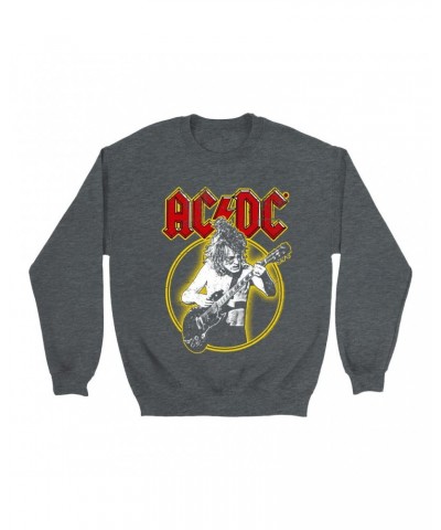 AC/DC Sweatshirt | Angus Red Yellow Design Sweatshirt $12.93 Sweatshirts