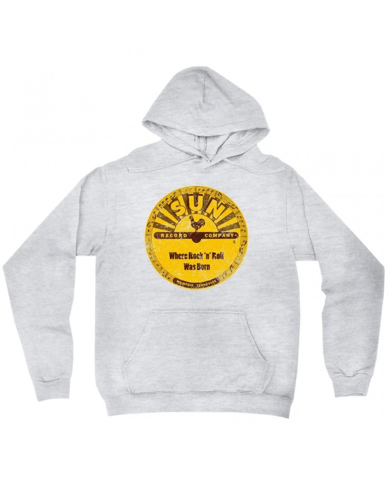 Sun Records Hoodie | Where Rock N' Roll Was Born Label Distressed Hoodie $18.38 Sweatshirts