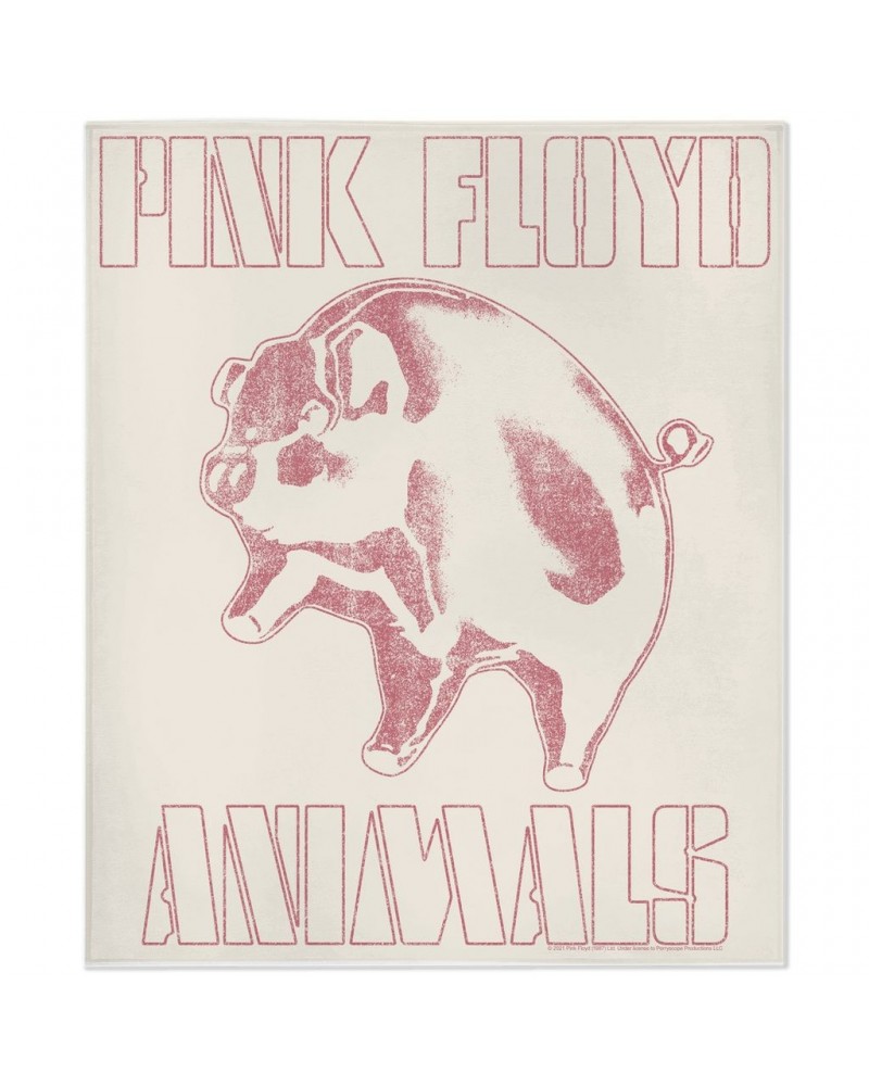 Pink Floyd Minky Blanket | Pink Distressed 1978 NYC In The Flesh Concert Blanket $15.49 Blankets