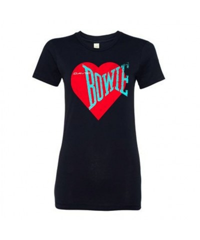 David Bowie Women's Love Bowie Red Heart T-shirt $11.10 Shirts