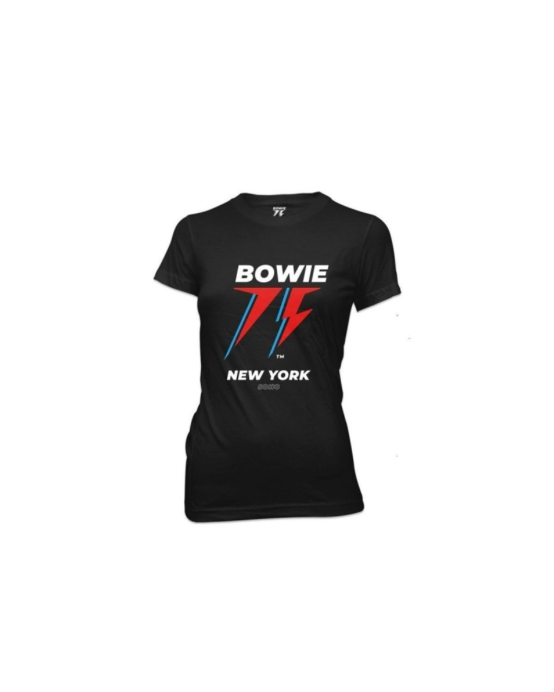 David Bowie Bowie 75 New York Women's Black T-shirt $8.09 Shirts