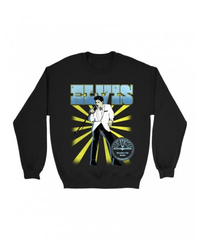 Elvis Presley Sun Records Sweatshirt | Retro Blue Yellow Burst Sun Records Sweatshirt $10.83 Sweatshirts