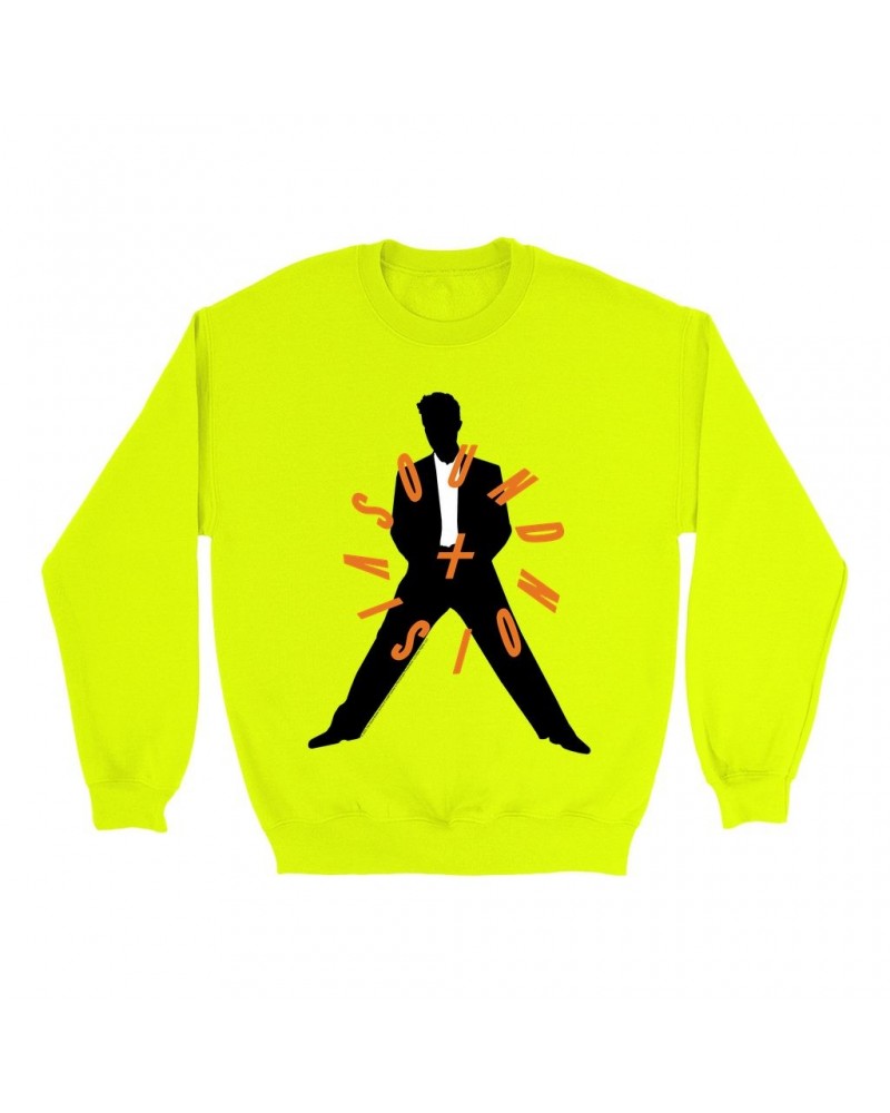 David Bowie Bright Colored Sweatshirt | Orange Sound Vision Image Sweatshirt $15.03 Sweatshirts