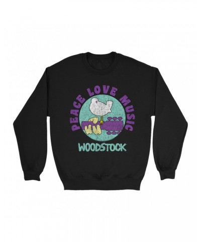 Woodstock Sweatshirt | Peace Love Music Bird And Guitar Design Sweatshirt $15.38 Sweatshirts