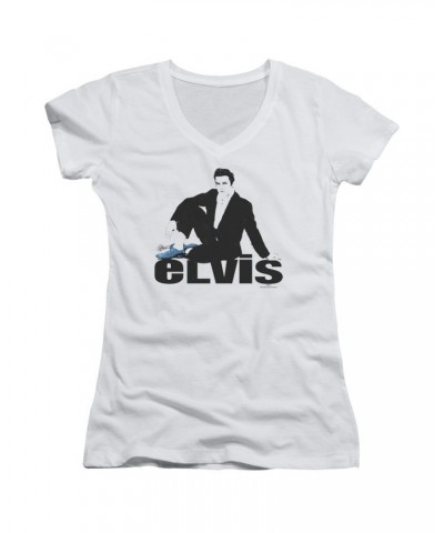 Elvis Presley Junior's V-Neck Shirt | BLUE SUEDE Junior's Tee $7.02 Shirts