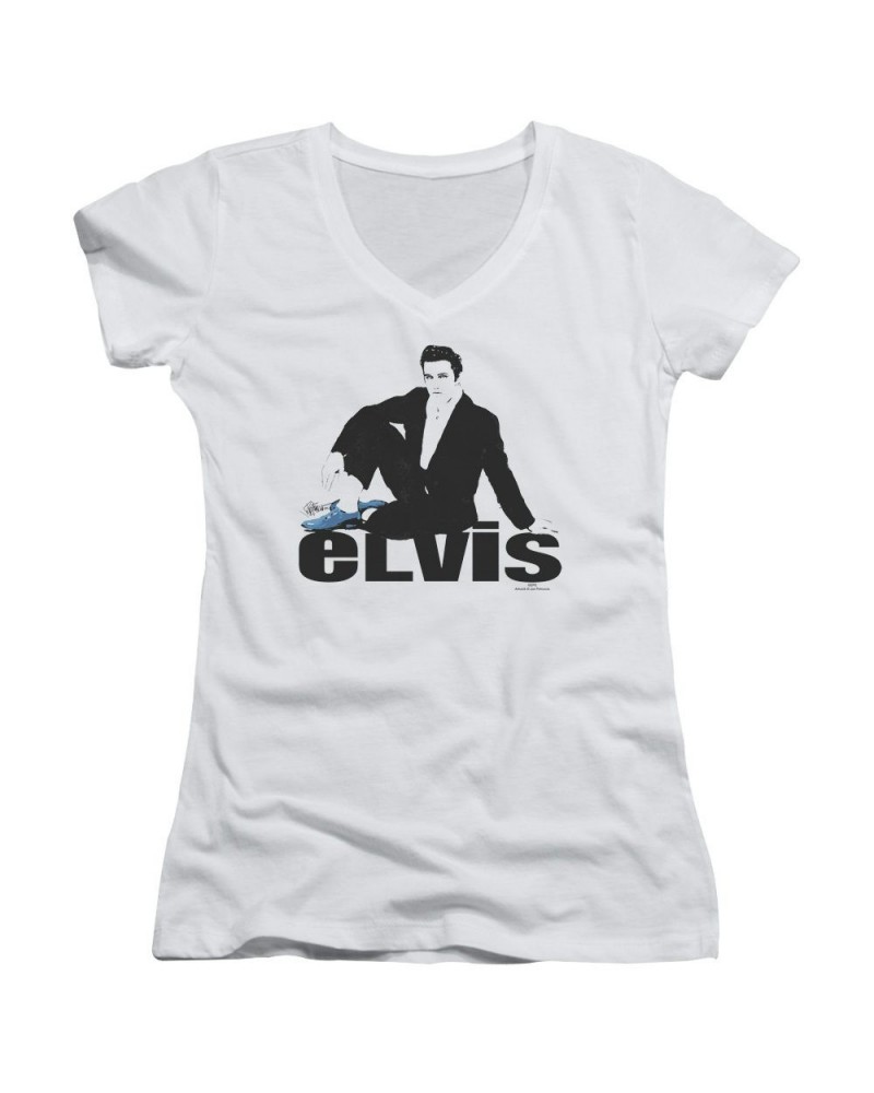 Elvis Presley Junior's V-Neck Shirt | BLUE SUEDE Junior's Tee $7.02 Shirts