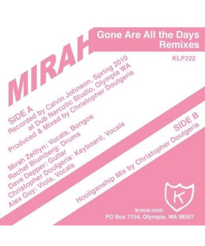 Mirah Gone Are All The Days Vinyl Record $3.51 Vinyl