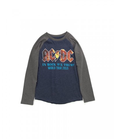 AC/DC In Rock We Trust World Tour 2015 Youth Longsleeve Blue/Grey T-Shirt $5.70 Shirts