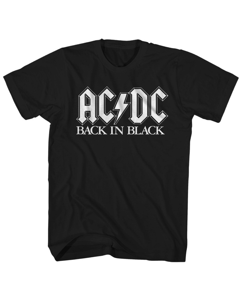 AC/DC T-Shirt | Back In Black Stencil Logo Shirt $4.49 Shirts